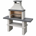 Barbecue de jardin 160 x 70 x 200 cm en pierre gris avec grille réglable