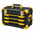 Boîte à outils 50 cm en plastique noir et jaune avec 3 tiroirs et poignée de transport