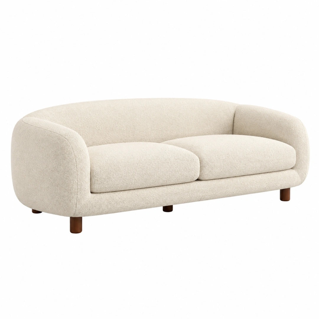Canapé 2 places 190 cm en tissu bouclette beige - style contemporain pour salon
