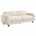 Canapé 2 places 180 cm en tissu bouclette crème avec pieds en bois style contemporain
