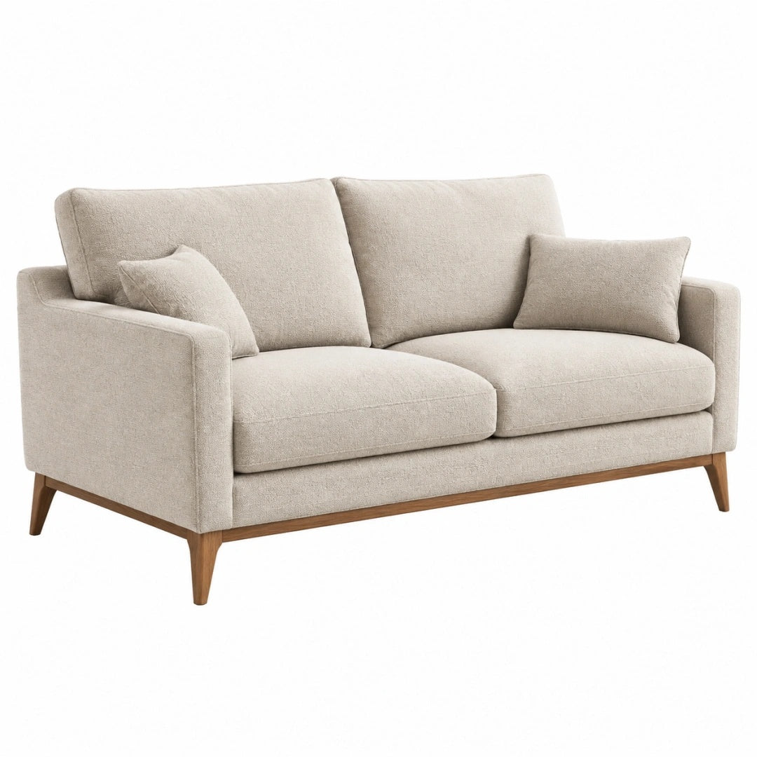 Canapé 2 places 170 x 88 x 85 cm en tissu beige pour salon style scandinave