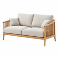 Canapé 2 places 150 x 80 x 82 cm en bois et tissu beige style scandinave