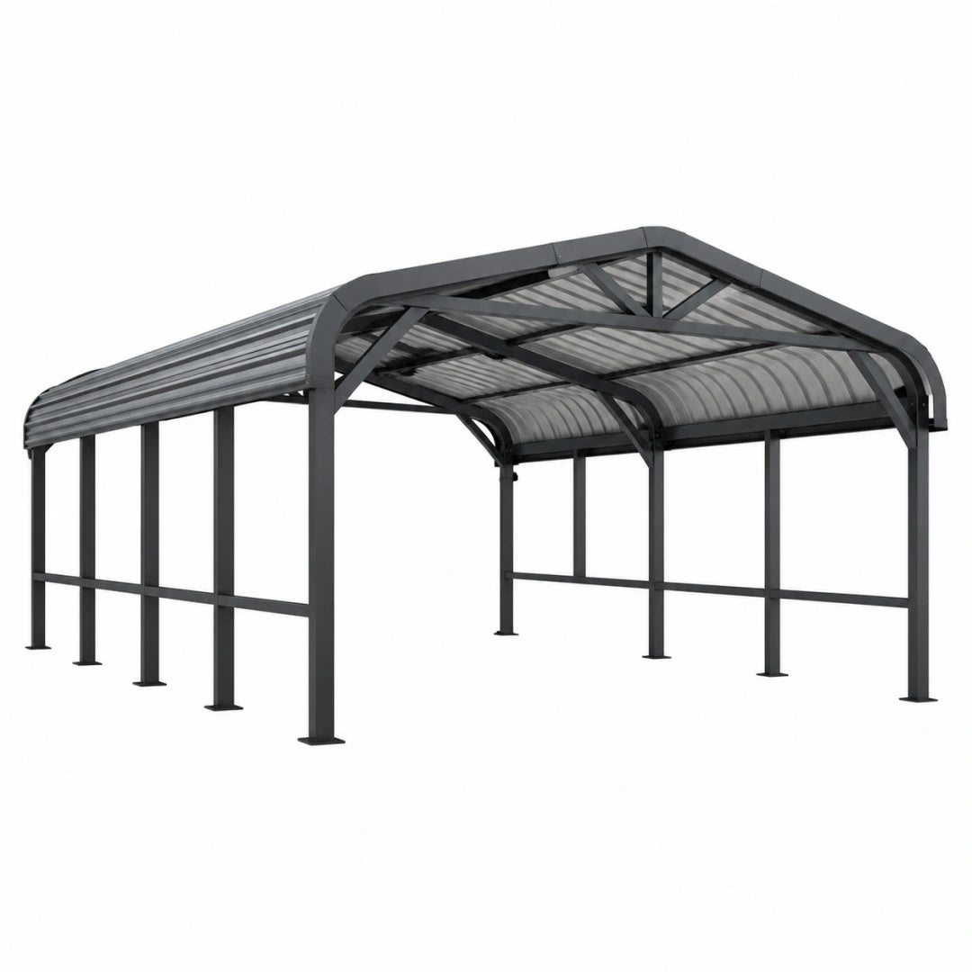 Carport 500 x 300 x 250 cm en acier noir avec toit en polycarbonate abri de voiture