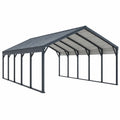 Abri voiture 600 x 300 x 270 cm en acier anthracite avec toit à deux pentes
