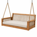 Balancelle de jardin 150 x 75 x 70 cm en bois massif beige suspendue style naturel