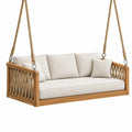 Balancelle suspendue 180 x 80 x 60 cm en bois et corde beige style naturel