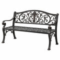 Banc de jardin 127 x 61 x 91 cm en métal noir style classique à accoudoirs