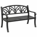 Banc de jardin 127 x 60 x 88 cm en métal noir à dossier ajouré